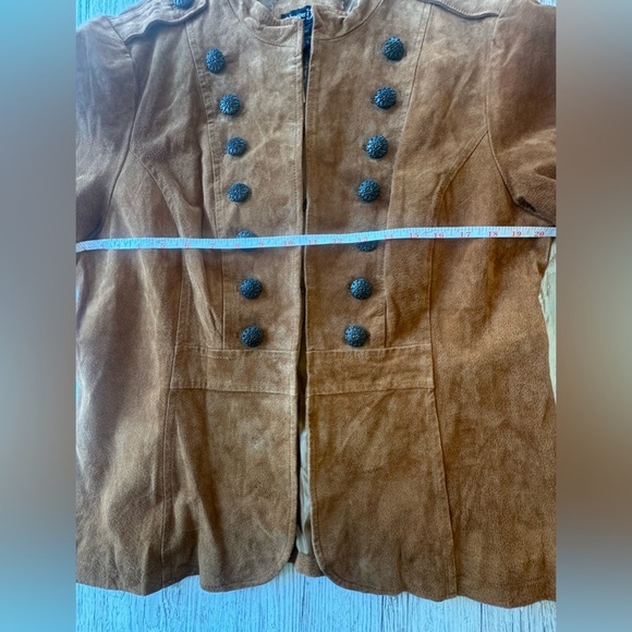 NWT Suede Military Jacket Rust Brown Blazer Coat XL - Picture 10 of 13
